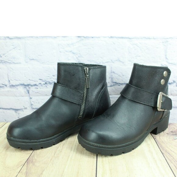 Milwaukee Black Leather Side Zip Motorcycle Riding Ankle Boots Size 8 C - Picture 2 of 9
